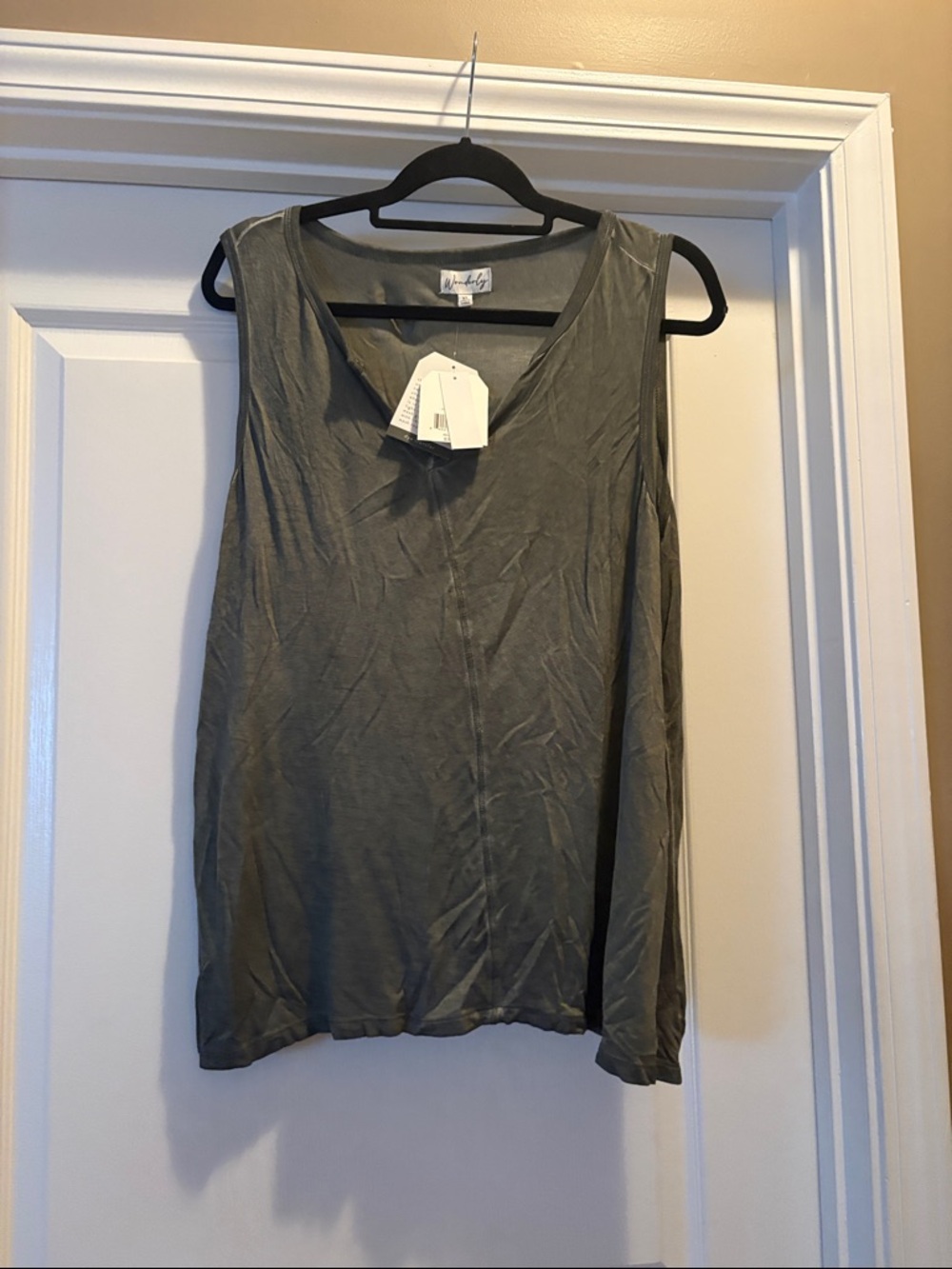 Mystree Olive V-Neck Sleeveless Tank Top